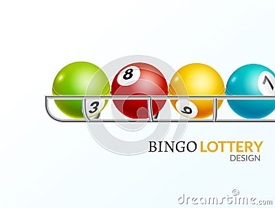 Lottery balls number. Lottery game gamble luck template poster design. Vector Illustration