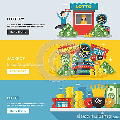 Lottery Banner Set Vector Illustration