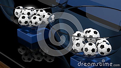 Lottery baskets with soccer balls Stock Photo
