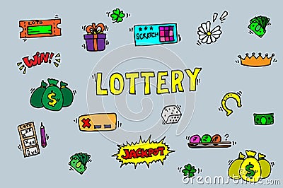 Lottery icons set Vector Illustration