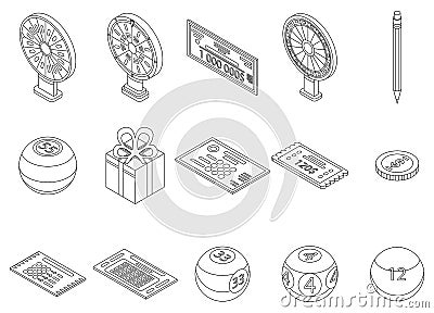 Lottery icons set vector outline Vector Illustration