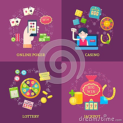 Lottery Icons Square Composition Vector Illustration