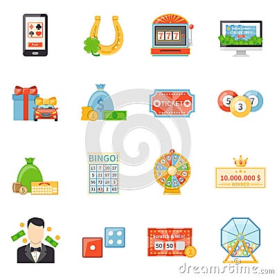 Lottery And Jackpot Decorative Icons Vector Illustration