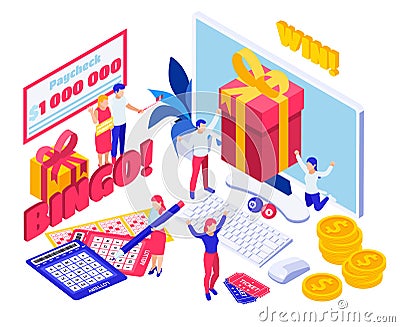 Lottery Jackpot Isometric Composition Vector Illustration