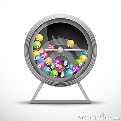 Lottery machine with lottery balls inside. Lotto game luck concept Vector Illustration