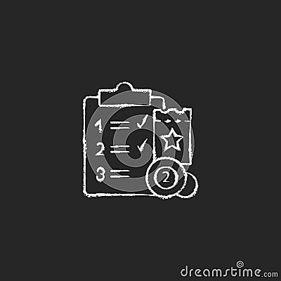 Lottery session program chalk white icon on dark background Cartoon Illustration