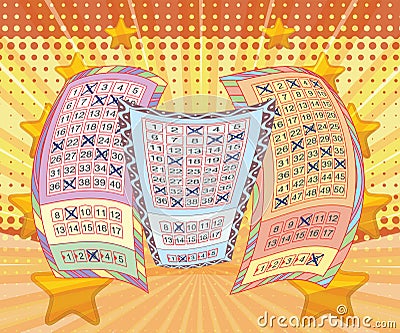 Lottery tickets and vivid background Vector Illustration