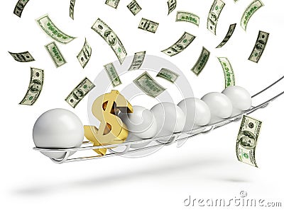 Lotto ball gold dollar sign Stock Photo