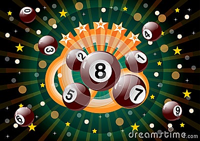 Lotto balls with rousing background Vector Illustration