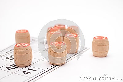 Lotto board game. Card with barrels for the bingo game Stock Photo