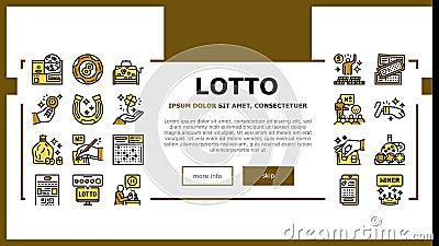 Lotto Gamble Game Landing Header Vector Vector Illustration