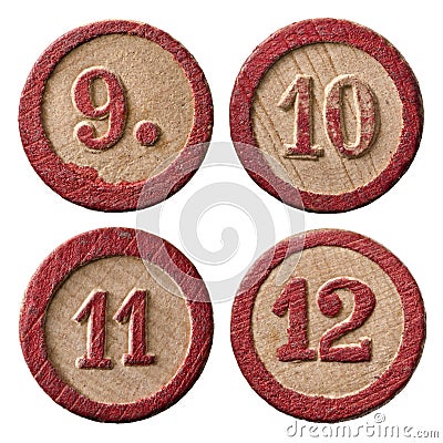 Lotto Numbers Nine Ten Eleven Twelve Stock Photo