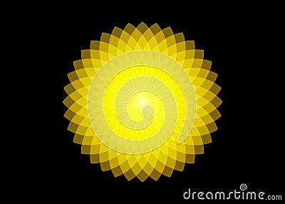 Mathematical symbol, yellow lotus logo. Mandala design. Flower of Life. Sacred Geometry. Pattern of rotating circles. Balance sign Vector Illustration