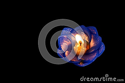 Lotus candle isolated on black background, lamp, lantern, light, Floating candles to be flower lotus burned on surface float Stock Photo