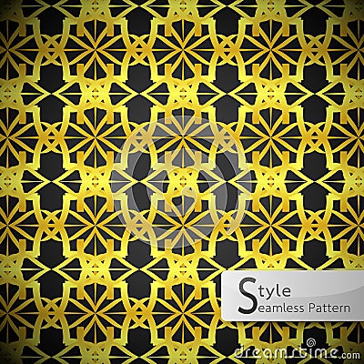 Lotus floral mesh Gold vintage geometric seamless pattern vector Cartoon Illustration