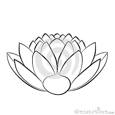 Lotus flower abstract black and white illustration. Lotus symbol. Vector Illustration