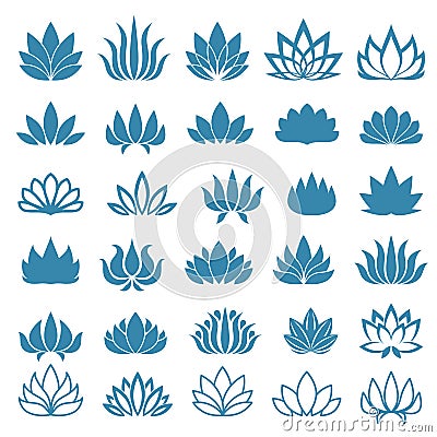 Lotus flower assorted icons set Vector Illustration