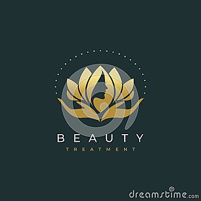 Lotus flower beauty salon and hair treatment logo Vector Illustration