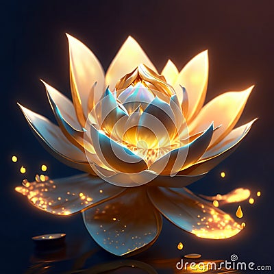 Lotus flower. 3d render. Beautiful water lily. AI Generated Stock Photo