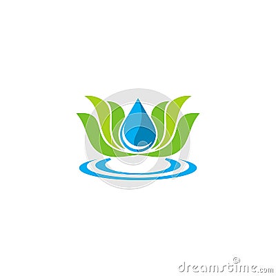 Lotus flower ecology water logo Vector Illustration