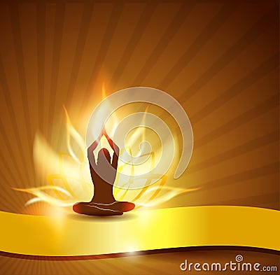 Lotus flower- fire and yoga Vector Illustration