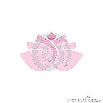 Lotus flower in flat style pink and green color vector Vector Illustration