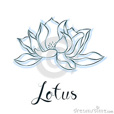 Lotus flower. Hand drawn Vintage Decorative Design Element. Vector illustration. Clip art. Ideal for Card, Invitation or Logo Vector Illustration