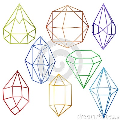 Set of jewel gem stone icons line style Vector Illustration