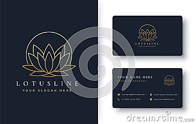 Lotus flower logo and business card design Vector Illustration