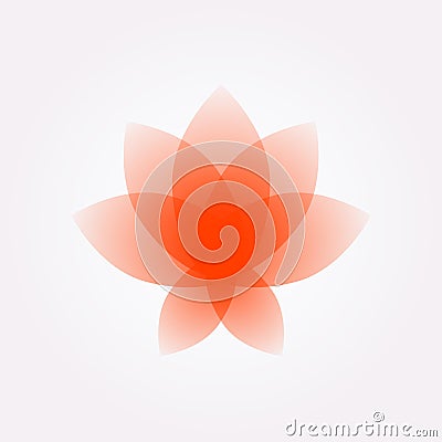 Lotus flower, logo, sign. Vector flat flower icon. Minimalistic image on an isolated background. Lotus for yoga studio, spa. The Vector Illustration