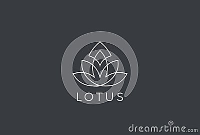 Lotus flower Luxury Logo vector Linear. Fashion Ga Vector Illustration