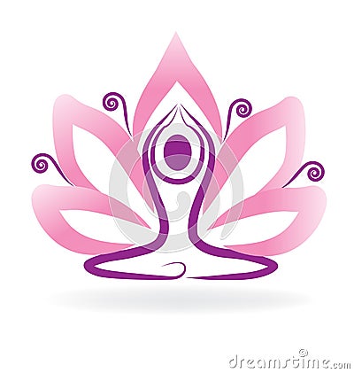 Lotus flower meditation yoga logo Vector Illustration