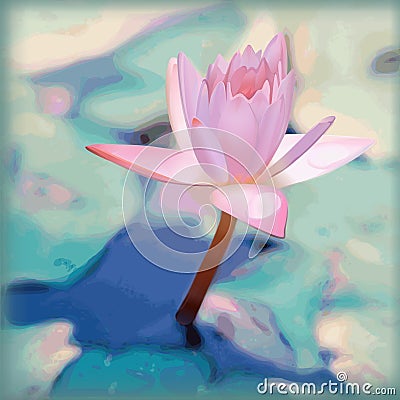 Lotus flower or pink water lily.Vector floral background. Stock Photo