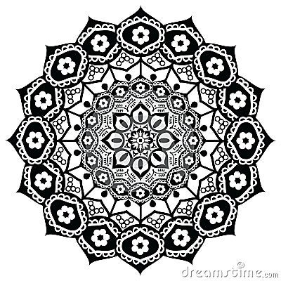 Lotus flower representing meaning : exactness, spiritual awakening, and purity In Buddhism in black and white in mandala style Vector Illustration