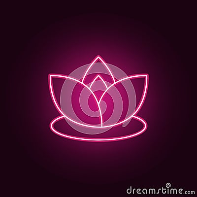 lotus icon. Elements of leaves and flowers in neon style icons. Simple icon for websites, web design, mobile app, info graphics Stock Photo