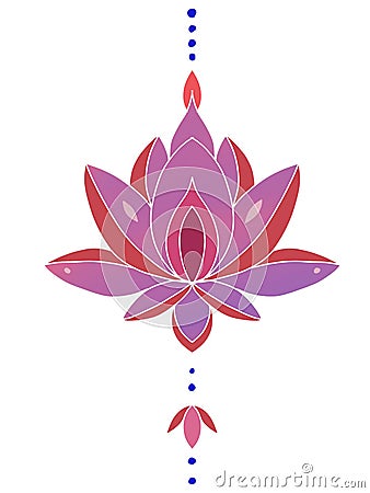 Lotus illustration on a white background. Stock Photo