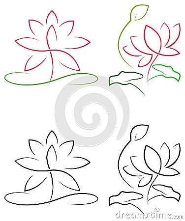 Lotus with leaves Vector Illustration