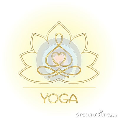 Lotus line figure for a yoga center Vector Illustration