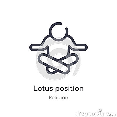 lotus position outline icon. isolated line vector illustration from religion collection. editable thin stroke lotus position icon Vector Illustration