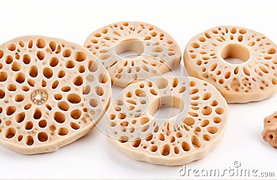 Lotus root, cut out isolated on white background Stock Photo