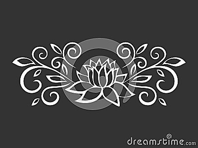 Lotus sketch. Plant motif. Flower design elements. Vector illustration. Elegant flower outline design. Gray symbol isolated on Vector Illustration