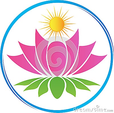 Lotus with sun Vector Illustration