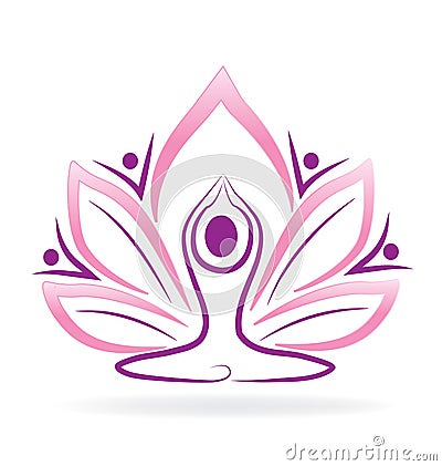 Lotus teamwork yoga people logo Vector Illustration