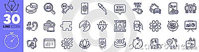 Lotus, Time management and Home charging line icons pack. For web app. Vector Vector Illustration