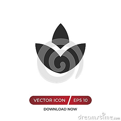 Lotus vector icon in modern design style for web site and mobile app. Vector Illustration