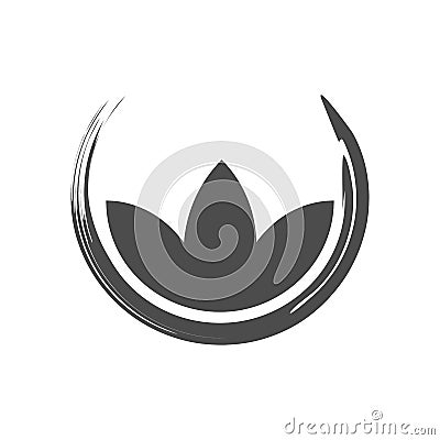 Lotus Zen Symbol Abstract Brush Vector Illustration