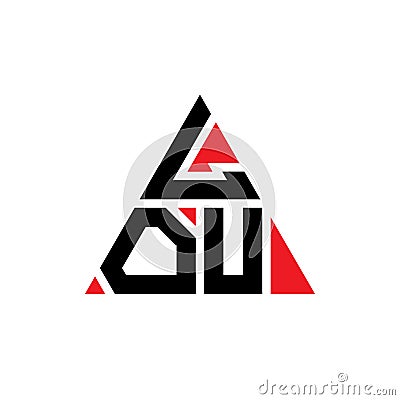 LOU triangle letter logo design with triangle shape. LOU triangle logo design monogram. LOU triangle vector logo template with red Vector Illustration