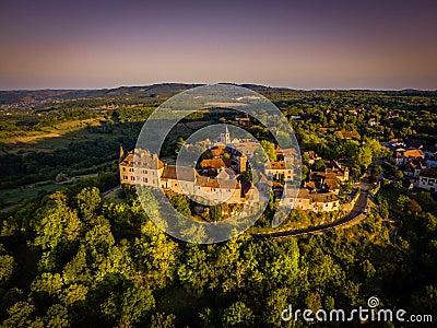 Loubressac perched village aerial view in Occitanie region Stock Photo