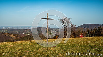 Loucka hill in autumn Slezske Beskydy mountains in Czech republic Stock Photo