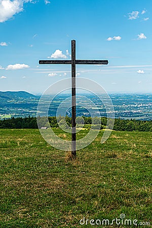 Loucka hill summit in Slezske Beskydy mountains in Czech republic Stock Photo